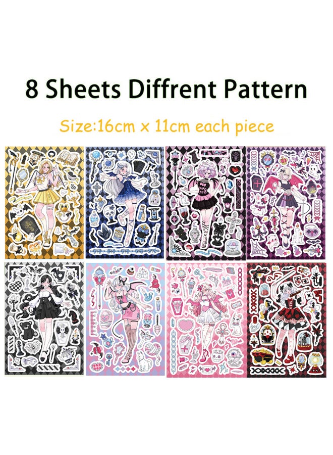 [collection] 8 Original Korean Cartoon Character Collage Girl's Heart High-value Mobile Phone Shell Goo Card Sticker