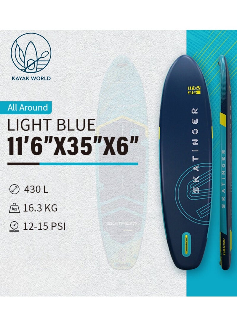 Generic - Super Wide Inflatable Stand Up Paddle Board, Ultra Stable Wide SUP for 2+1 People/Family/Big Size w/Shoulder Strap, 100L Backpack, All-Round Sup Board, US Fin' - Image 1