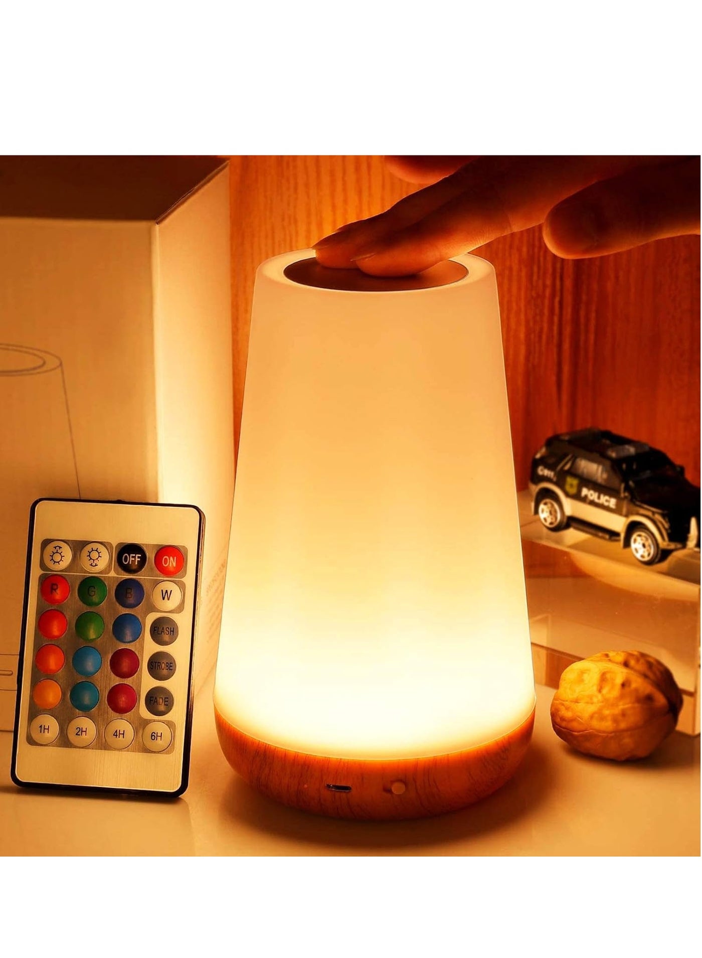 13-Color Changing LED Night Light Dimmable with Timer, Touch Sensor, Remote Control, and USB Rechargeable - Eye-Caring Bedside Table Lamp for Baby Kids Room, Bedroom and Living room.