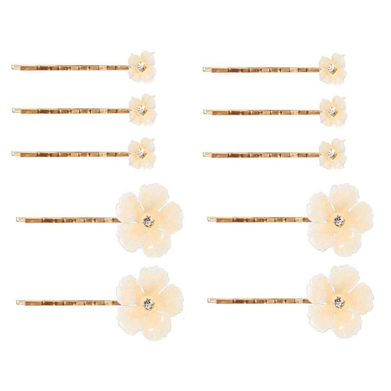 Fodattm 10PCS Fashion Flower Bobby Pin Hair Clips Wedding Bride Metal Hair Pins Side Clip for Women Lady White