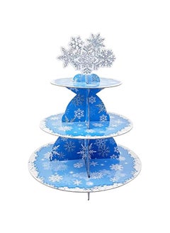MIXDE Snowflake Cake Stand 3 Tier Winter Wonderland Party Supplies Snowflake Cupcake Stand Holder for  Holiday New Year Frozen Theme Party Baby Shower Birthday Party Favors  - Image 1