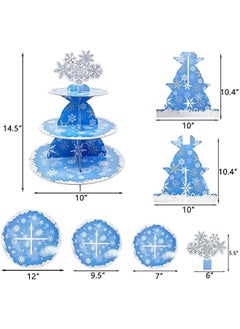 MIXDE Snowflake Cake Stand 3 Tier Winter Wonderland Party Supplies Snowflake Cupcake Stand Holder for  Holiday New Year Frozen Theme Party Baby Shower Birthday Party Favors  - Image 2