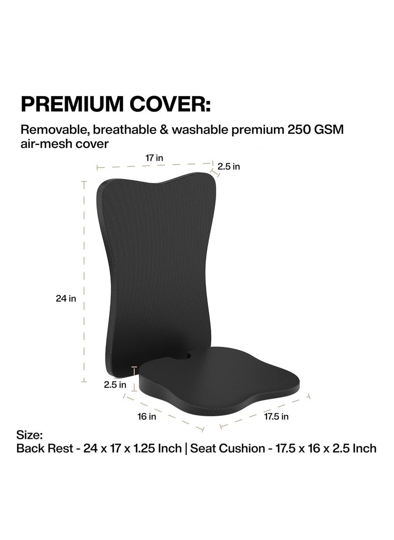 FOverA FOVERA Car Backrest Seat Cushion Combo Memory Foam Full Back Support Seat Cushion for Comfortable Driving Promotes Healthy Driving Posture and Relieves Back Pain  - Image 3
