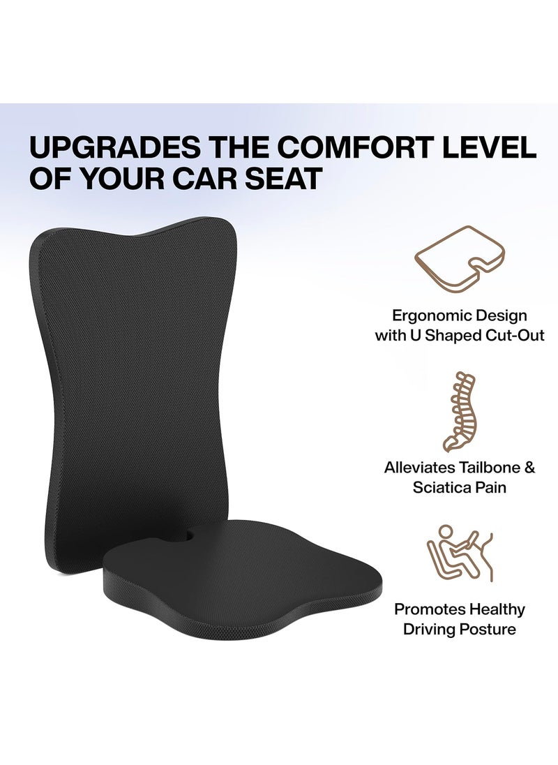 FOverA FOVERA Car Backrest Seat Cushion Combo Memory Foam Full Back Support Seat Cushion for Comfortable Driving Promotes Healthy Driving Posture and Relieves Back Pain  - Image 2