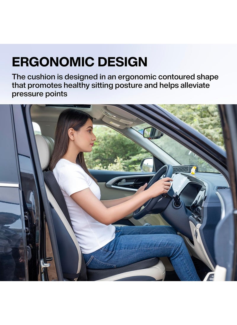 FOverA FOVERA Car Backrest Seat Cushion Combo Memory Foam Full Back Support Seat Cushion for Comfortable Driving Promotes Healthy Driving Posture and Relieves Back Pain  - Image 4