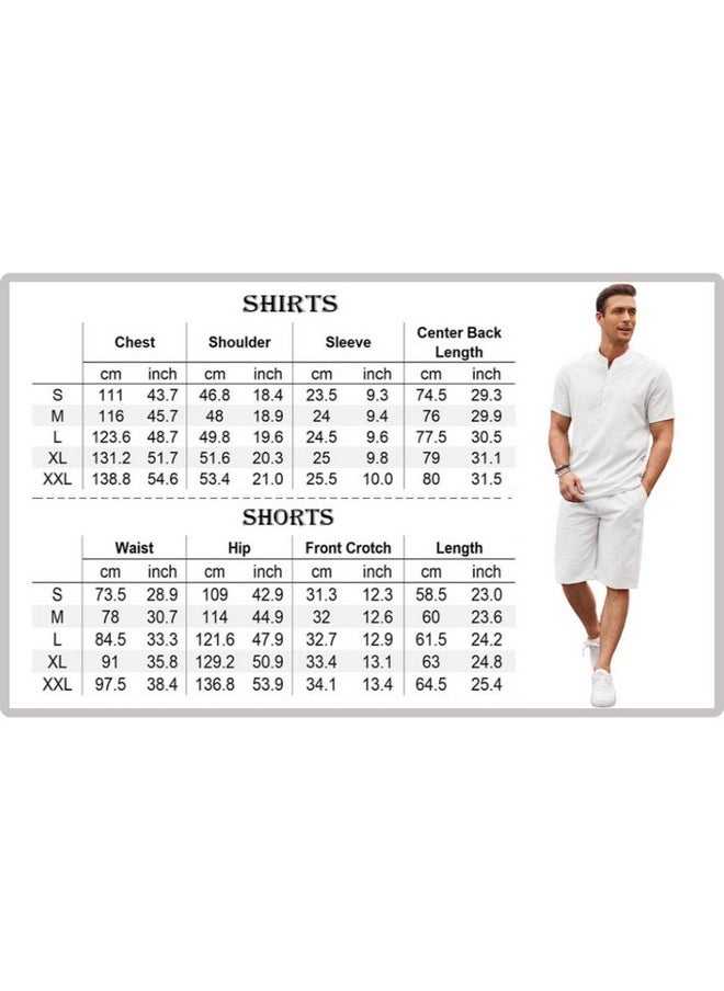 Men'S 2 Pieces Linen Set Casual Henley Shirts Short Sleeve Beach Yoga Shorts Summer Pants Outfits - pzsku/Z2902A77F2CA30B0F484BZ/45/_/1695711781/e74aa7fa-caf5-4ee1-8e59-6b870a8b6431