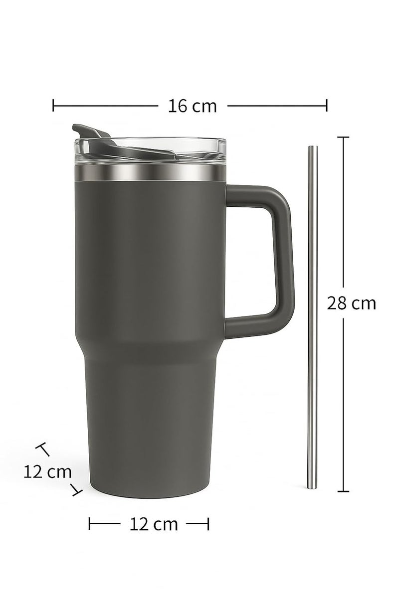 WOW99 1200ml Stainless Steel Tumbler with Handle & Steel Straw | Double Wall Vacuum Insulated Mug | Spill Proof Lid | Beer & Cold Drink Travel Cup (Multicolor) (Sky Blue) - Image 5