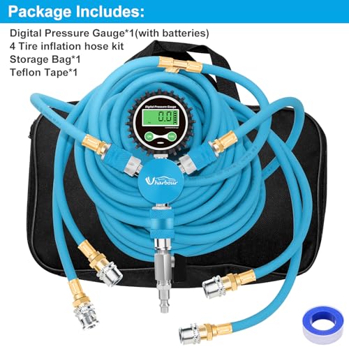 Uharbour 4 Tire Inflation System, 4 Tire Inflation Deflation System, 4 Tire Air Up Down System, 4 Tire Pressure Equalizer, Inflate or Deflate All 4 Tires at Once, Fits Up to 125" Wheelbase - Image 2