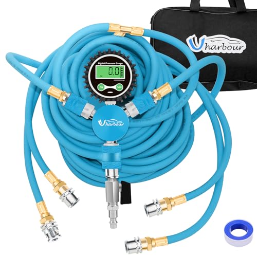 Uharbour 4 Tire Inflation System, 4 Tire Inflation Deflation System, 4 Tire Air Up Down System, 4 Tire Pressure Equalizer, Inflate or Deflate All 4 Tires at Once, Fits Up to 125" Wheelbase - Image 1