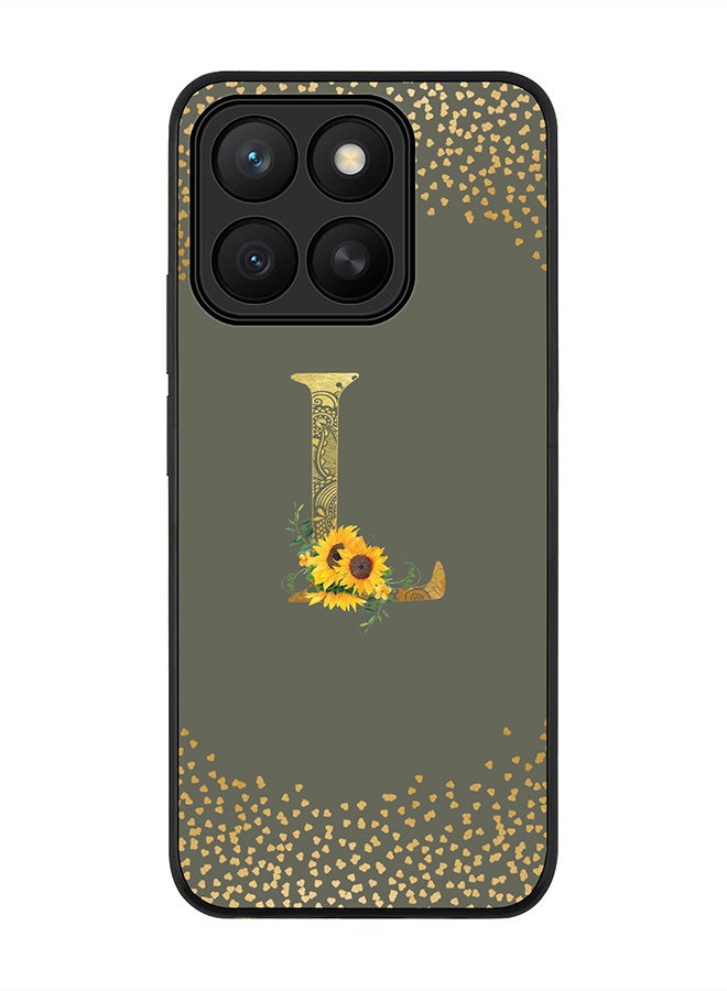 Stylizedd For Honor X8c Case,Slim fit Camera Protection, Shockproof Thin Phone cover  - Custom Floral Monogram - L  (Olive Green )