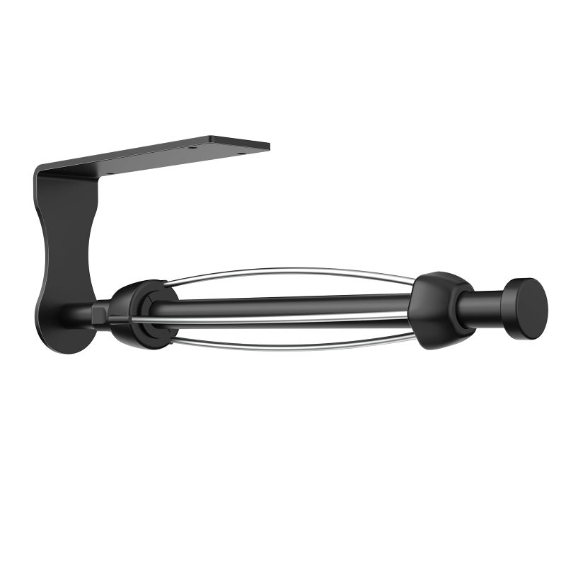 SetSail Paper Towel Holder, Single Hand Operable Paper Towel Holder Under Cabinet with Adjustable Damper, Easy Tear, Wall Mount, Self-Adhesive or Drilled for Kitchen Bathroom, Black - Image 1