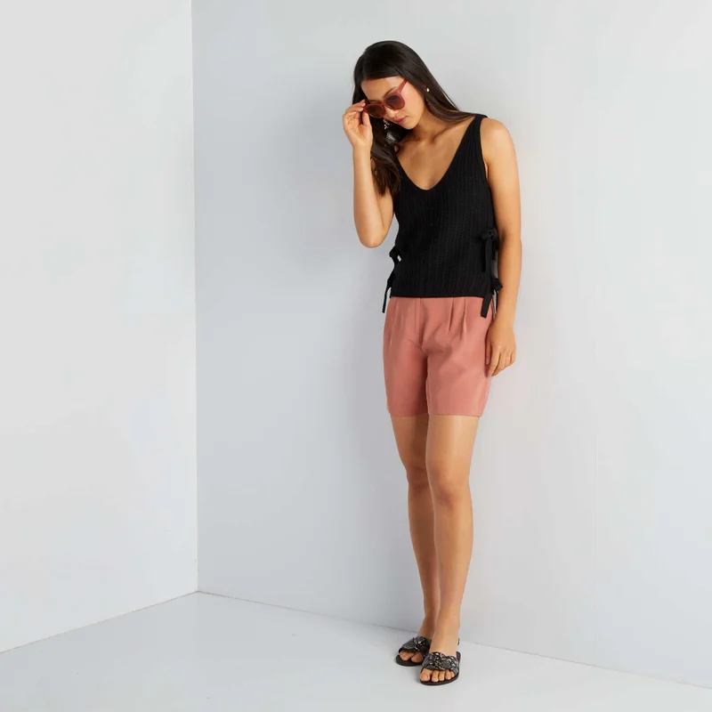 Kiabi Wide-Leg Twill Shorts Pink
