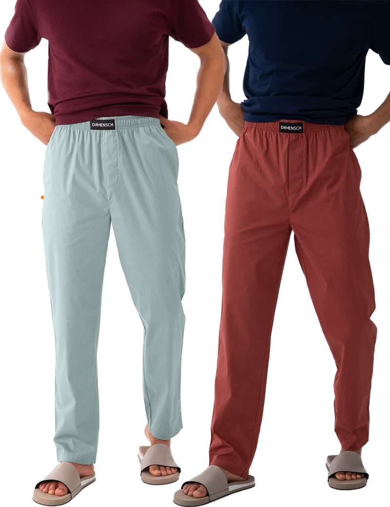 DAMENSCH Men Stretch Pyjama Pants - Nap Green, Slumber Maroon - Medium - Image 1