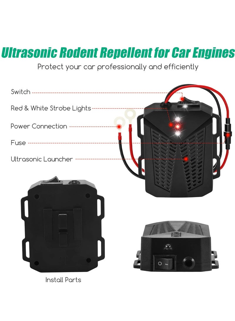Zikra Rodent Repellent for Car Engines Ultrasonic Pest Repeller with Evictor Strobe Light to Keep Mouse Squirrel Rat Out, Under Hood Rodent Repeller for Cars Trucks RV Engine Bay Attic, (2 Pack) - Image 2