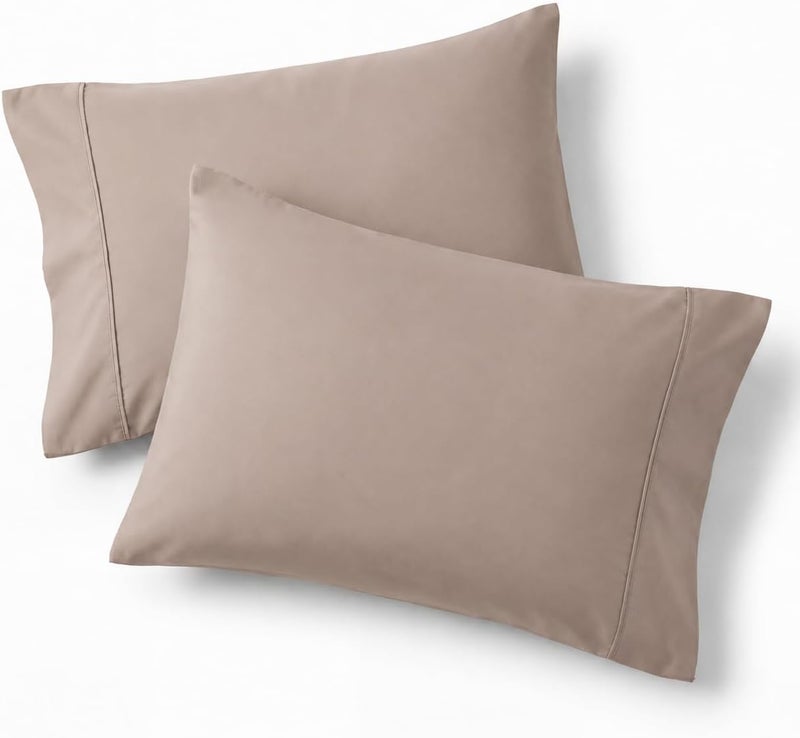 Bedsure King Size Pillow Cases Set of 2 - Khaki Brushed Microfiber Pillowcases 2 Pack, Super Soft Pillow Case Cover with Envelope Closure for Kids, Wrinkle, Fade Resistant, 20x36 Inches - Image 1