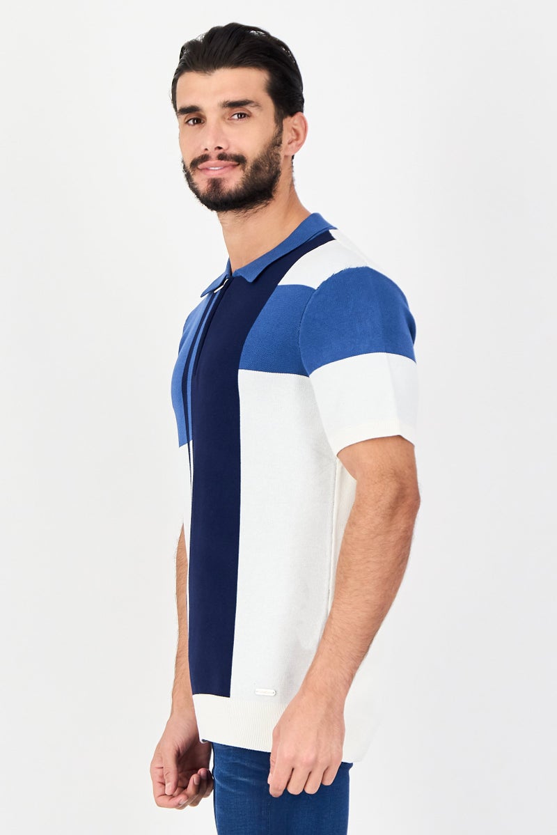 Threadbare Men Regular Fit Colourblock Short Sleeve Polo Shirt, Multicolor - Image 2