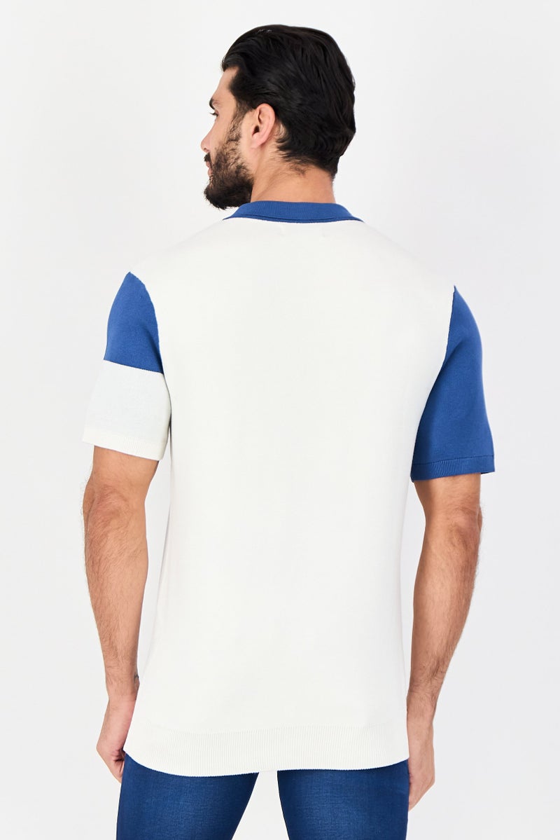 Threadbare Men Regular Fit Colourblock Short Sleeve Polo Shirt, Multicolor - Image 3