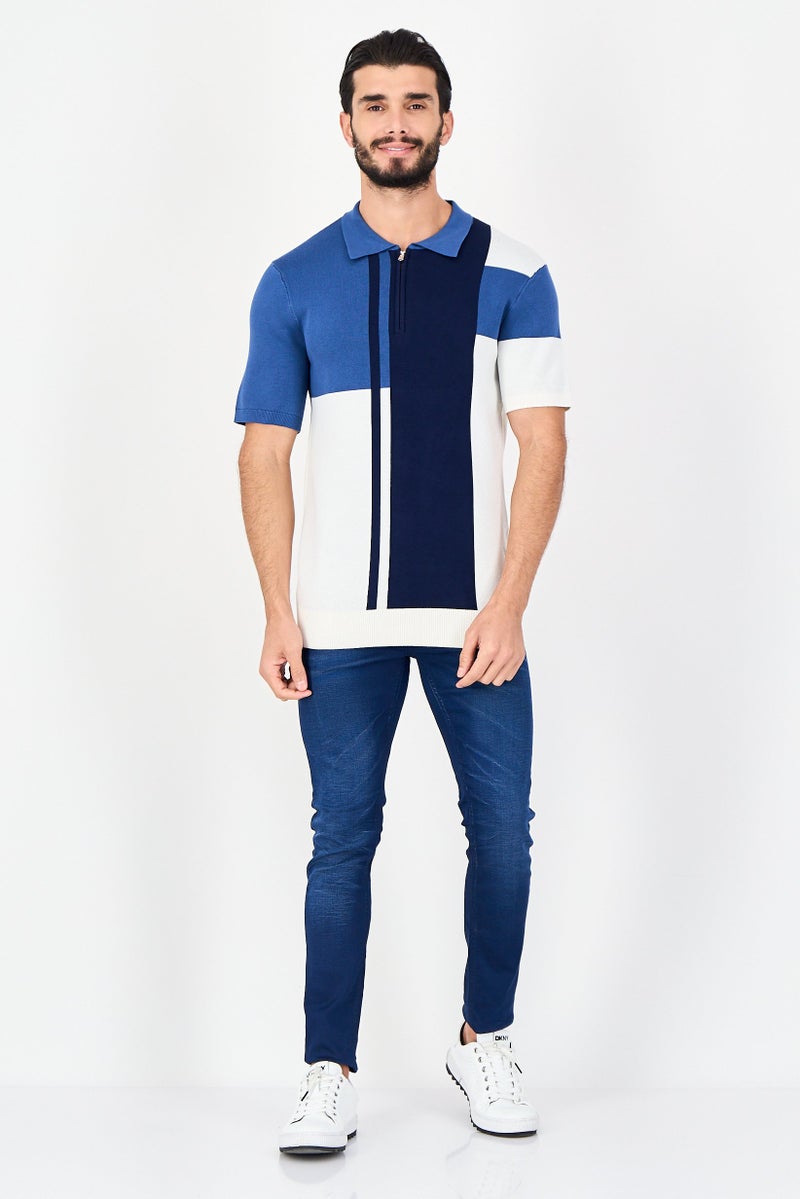 Threadbare Men Regular Fit Colourblock Short Sleeve Polo Shirt, Multicolor - Image 4