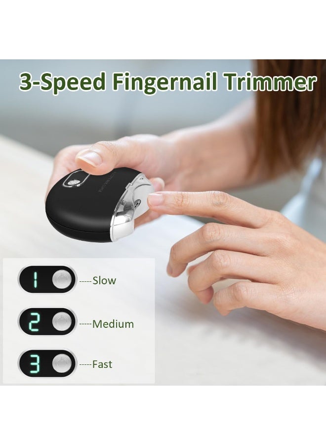 Automatic Electric Nail Clipper with 3-Speeds Levels and Nail Clip Storage, LCD Digital Display, USB Rechargeable Safety Electric Nail Trimmer Suitable for Babies,Children, Adults and Seniors - Image 3