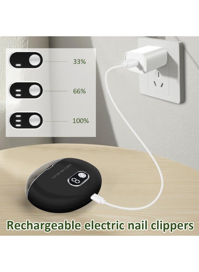 Automatic Electric Nail Clipper with 3-Speeds Levels and Nail Clip Storage, LCD Digital Display, USB Rechargeable Safety Electric Nail Trimmer Suitable for Babies,Children, Adults and Seniors - Image 4
