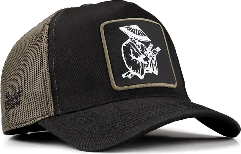 Blackbörk V1 Trucker Samurai - Unisex Black-Khaki Cordura Fabric Hat (Cap) with 13SH Code Logo