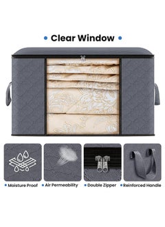 Arabest Clothes Storage, 6Pack Foldable Blanket Storage Bags, Storage Containers for Organizing Bedroom, Closet, Clothing, Comforter, Sweater, Organization and Storage with Lids and Handle, Grey  - Image 4