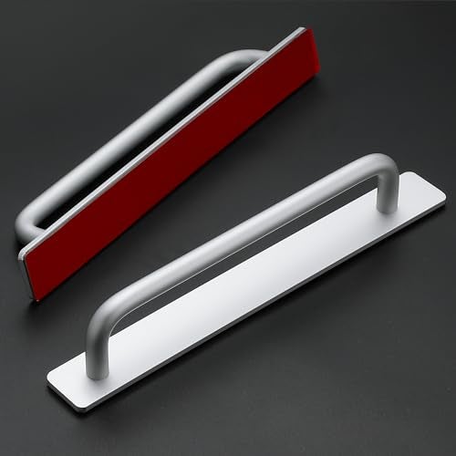 Ravinte Decor 2 Pack Adhesive Handles Self Stick Instant Cabinet Handles 8.35" Stick on Cabinet Handles Drawer Push Pull Handles Helper Sliding Screen Door Handles for Sliding Closet Window Wardrobe - Silver - Image 2