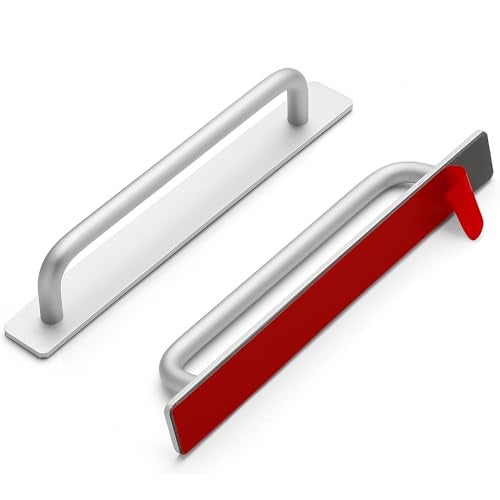 Ravinte Decor 2 Pack Adhesive Handles Self Stick Instant Cabinet Handles 8.35" Stick on Cabinet Handles Drawer Push Pull Handles Helper Sliding Screen Door Handles for Sliding Closet Window Wardrobe - Silver - Image 1