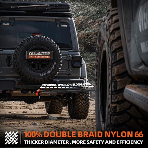 ALL-TOP Kinetic Recovery Rope, 48000Lbs, 1in x 20ft, Heavy Duty 30+% Elasticity, 16000Lbs Work Load Limit for 4x4 Offroad Vehicle - Image 3