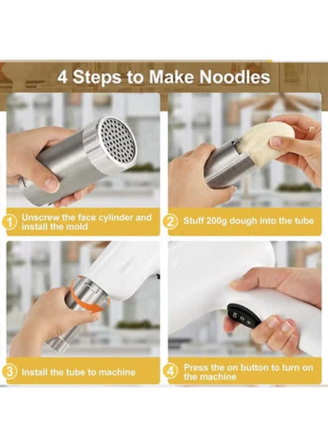 Handheld Electric Pasta Maker, 5-in-1 Cordless Pasta Maker Machine, Portable Noodle Maker with Dough Cutter, Automatic Noodle Press Machine, Homemade Spaghetti Maker-White - Image 3