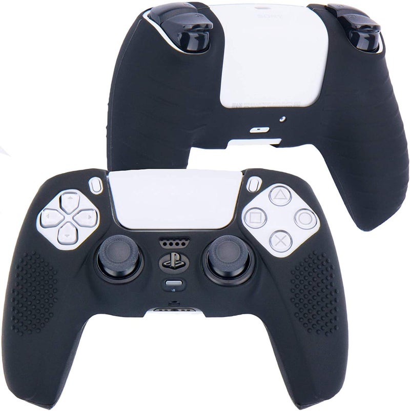 New World PS5 Controller Silicone Cover Case Anti Slip Ultra Grip Protective Case Sleeve for Sony Playstation 5 DualSense Controller With Thumbgrips free - Black - Image 5
