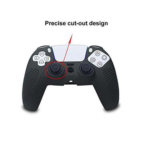 New World PS5 Controller Silicone Cover Case Anti Slip Ultra Grip Protective Case Sleeve for Sony Playstation 5 DualSense Controller With Thumbgrips free - Black - Image 4