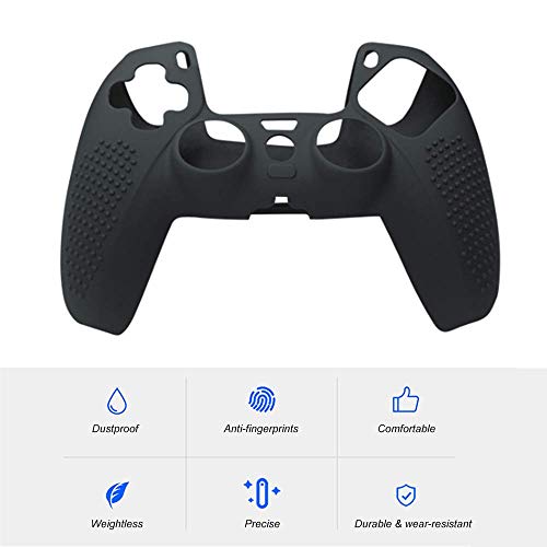 New World PS5 Controller Silicone Cover Case Anti Slip Ultra Grip Protective Case Sleeve for Sony Playstation 5 DualSense Controller With Thumbgrips free - Black - Image 3