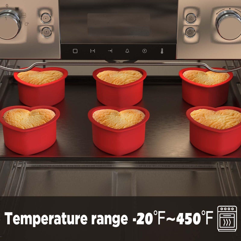 SILIVO 4 inch Heart Cake Pans (6 Pack) - Nonstick Mini Heart Shaped Cake Pans for Smash Cake, Muffin and Cupcake - Image 4