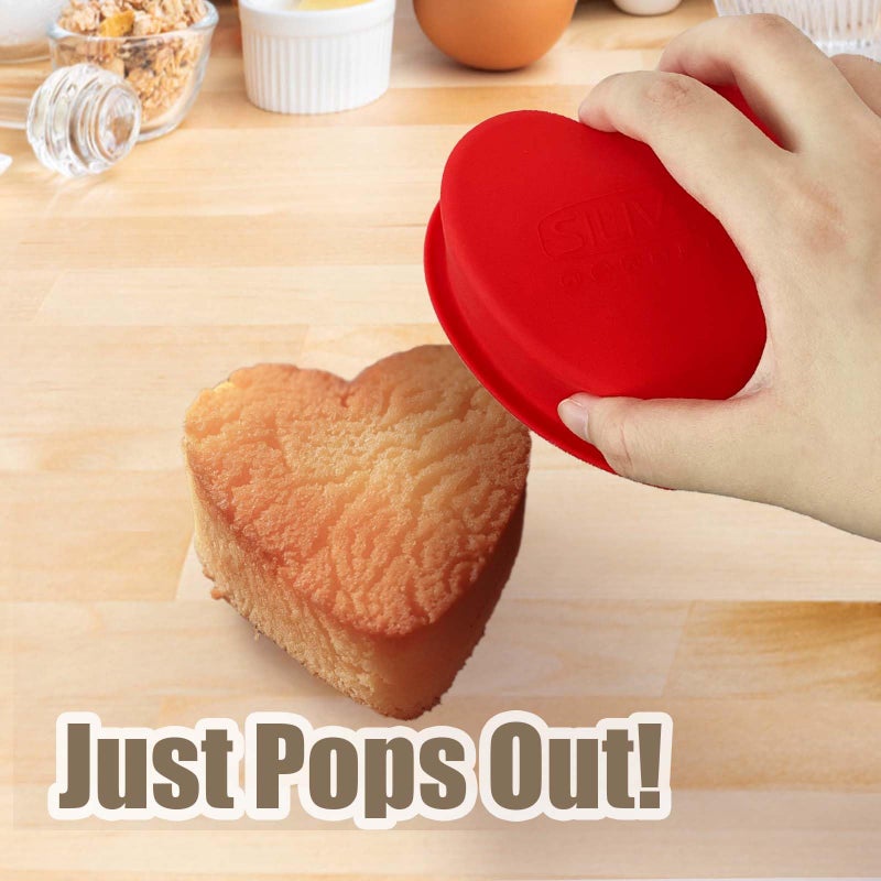 SILIVO 4 inch Heart Cake Pans (6 Pack) - Nonstick Mini Heart Shaped Cake Pans for Smash Cake, Muffin and Cupcake - Image 2