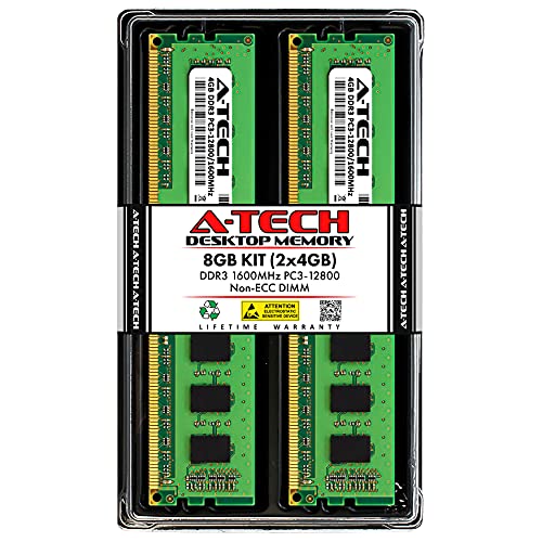 A-Tech 8GB (2x4GB) DDR3 1600MHz PC3-12800 CL11 DIMM 240-Pin Non-ECC UDIMM Desktop RAM Memory Modules - Image 1