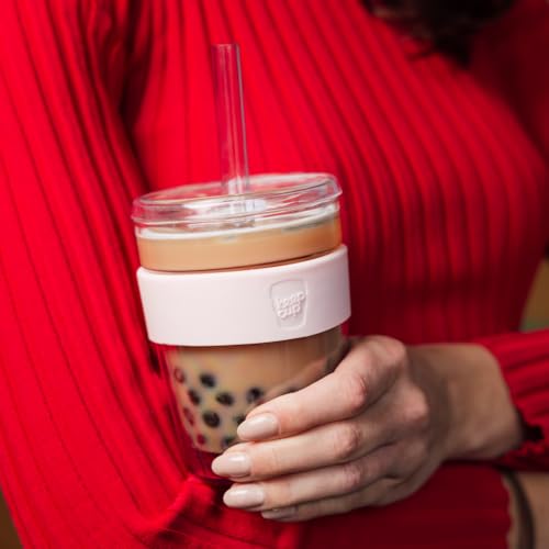 KeepCup Cold Cup Longplay Double wall Glass Ice Coffee Tumbler with Lid and Straw 12oz 340ml Pashmak - Image 3