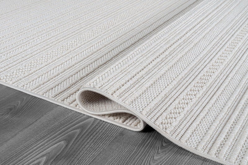 Luul Home Micro Loop Indoor Rug White 5x7 Boho Geometric Neutral Area Rugs for Living Room Soft Luxury Modern Low and High Pile Durable Stain Resistant Non-Shedding Indoor Area Carpet 5 x 7 - Image 3