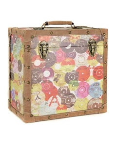 Steepletone Vinyl LP Record Storage Carry Case Retro Fabric Material Holds Up To 50 Records Chrome Effect Trim On Corners And Edges Hinged Lid with 2 Clasps Ideal For Transporting Records Home Decor 