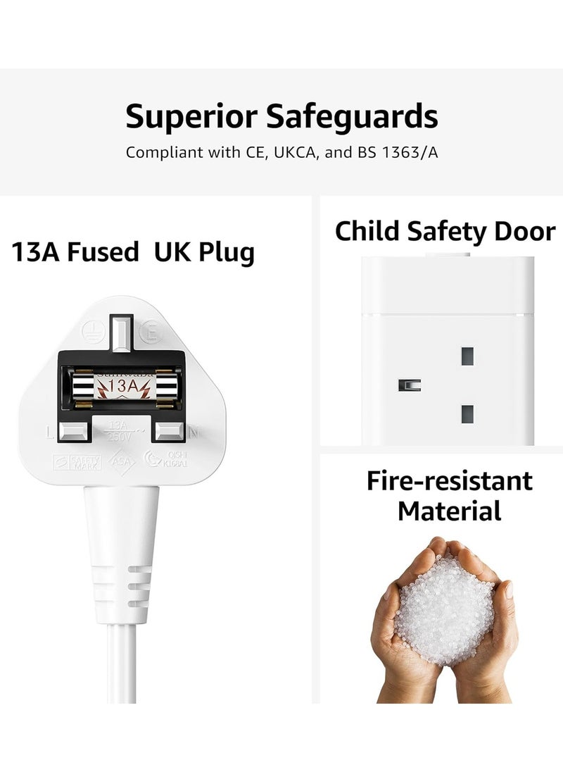 Exotic Tower Extension, 8 Way Multi Plug Extension Sockets 13A with 1.5M Wire, 2USB-A & 2USB-C Charging Slots - Fire Retardant Office Supplies Protected Extension Cord - White - pzsku/Z2903342DF5C990DDE418Z/45/_/1719064313/13e848e2-6d88-48e9-a772-1693eff3247e