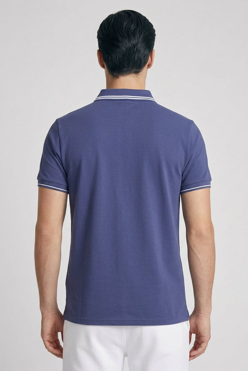 RBX Men Sportswear Fit Short Sleeve Outdoor Polo Shirt, Denim Blue - Image 4