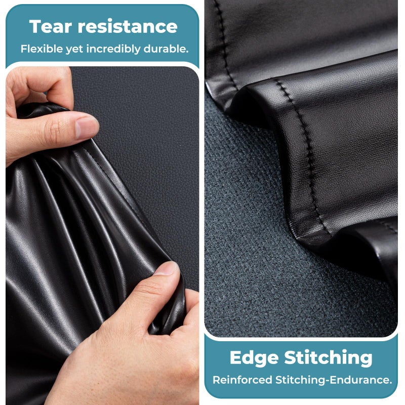 Noverlife 70x32in Massage Table Cover Protector, PU Leather Lash Bed Cover Reusable&Wipeable Esthetician Bed Covers Massage Beds Covers, Replacement Wax Mat for Beauty Salon Spa Tattoo - Black - Image 2