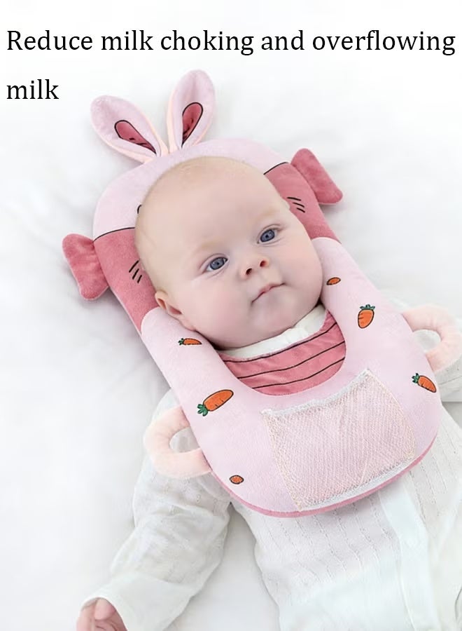 Berma Baby Breastfeeding Pillow & Bottle Holder for Newborns - 4-in-1 Portable Nursing Support Pillow, Anti-Vomiting Incline with Detachable Baby Nursing Pad - Newborn Support Pillow for Boys and Girls (Pink Rabbit) - Image 4