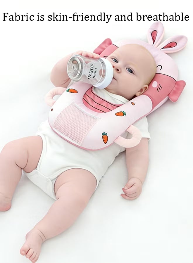 Berma Baby Breastfeeding Pillow & Bottle Holder for Newborns - 4-in-1 Portable Nursing Support Pillow, Anti-Vomiting Incline with Detachable Baby Nursing Pad - Newborn Support Pillow for Boys and Girls (Pink Rabbit) - Image 5