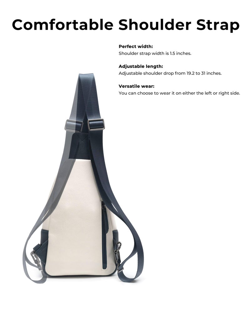Alldaily Large Sling Bag for Women Crossbody Purse Leather Fashionable Trendy Chest Bag for Travel, Fanny Pack (Dark Blue&White) - Image 4