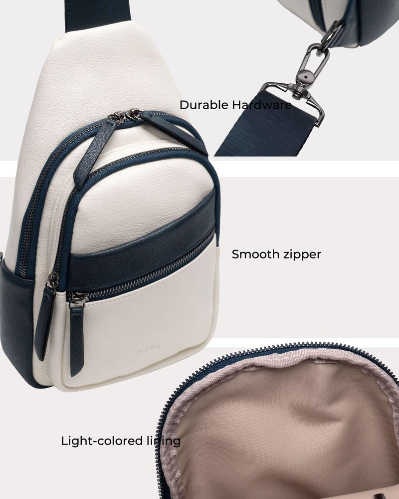 Alldaily Large Sling Bag for Women Crossbody Purse Leather Fashionable Trendy Chest Bag for Travel, Fanny Pack (Dark Blue&White) - Image 5