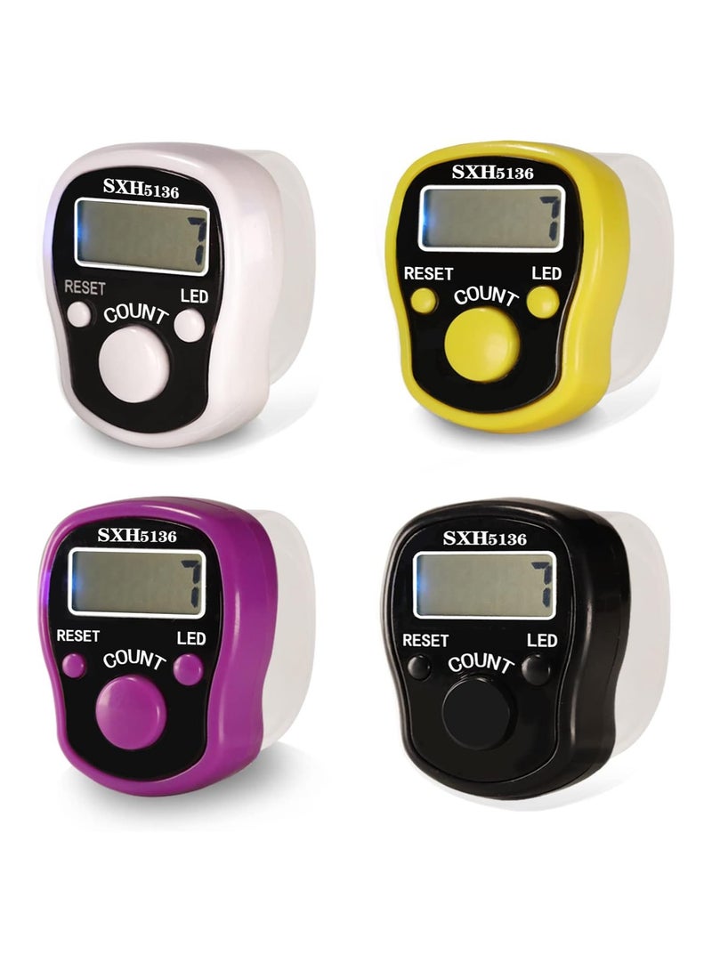 KASTWAVE Electronic Mini Finger Counter, Digital Finger Hand Press Counter with Led, 5-Digit Number Count Clicker for Golf, Goods Counting, Lap & Knitting, 4Pcs - Image 1