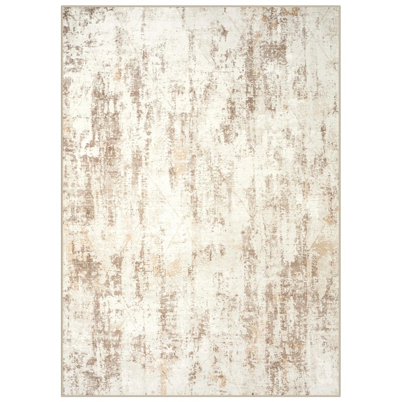 Gent drizz 8x10 Area Rugs Washable Rug: Modern Abstract Living Room Rug Soft Anti-Skid Thin Carpet Indoor Floor Non-Shedding Carpets for Bedroom Dining Room Farmhouse Nursery Home Office Beige Grey - Image 2