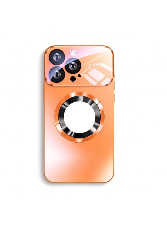 ألترون جراب ALTRONE الجديد لهاتف iPhone 16 Pro Max، غطاء فاخر بتصميم حلقة معدنية بأسلوب مستقبلي، اتصال مغناطيسي، واقي عدسة كاميرا كبير، غطاء نحيف مقاوم للصدمات والخدوش (برتقالي لامع) - Image 1