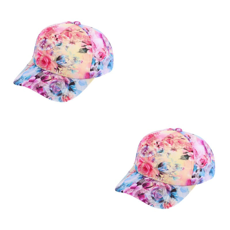2pcs Pattern Baseball Caps Lace Mesh Outdoor Sun Hat Casual - 56-58cm - Image 5